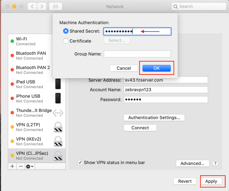 cisco ipsec MacOs screens guide
