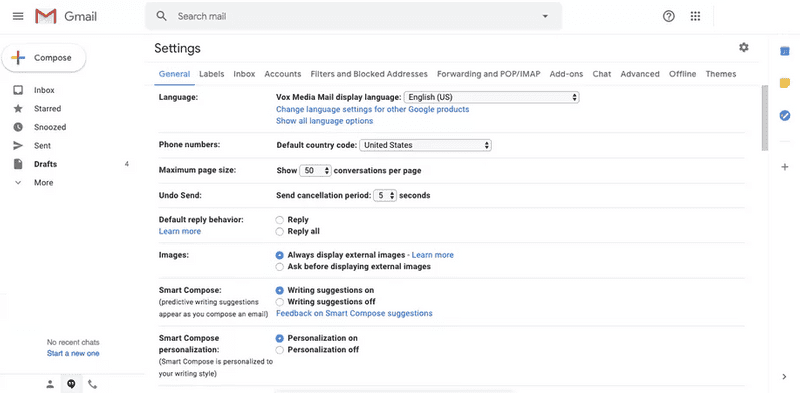 deactivating gmail images shows 