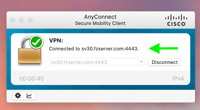 cisco anyconnect in MacOS screens