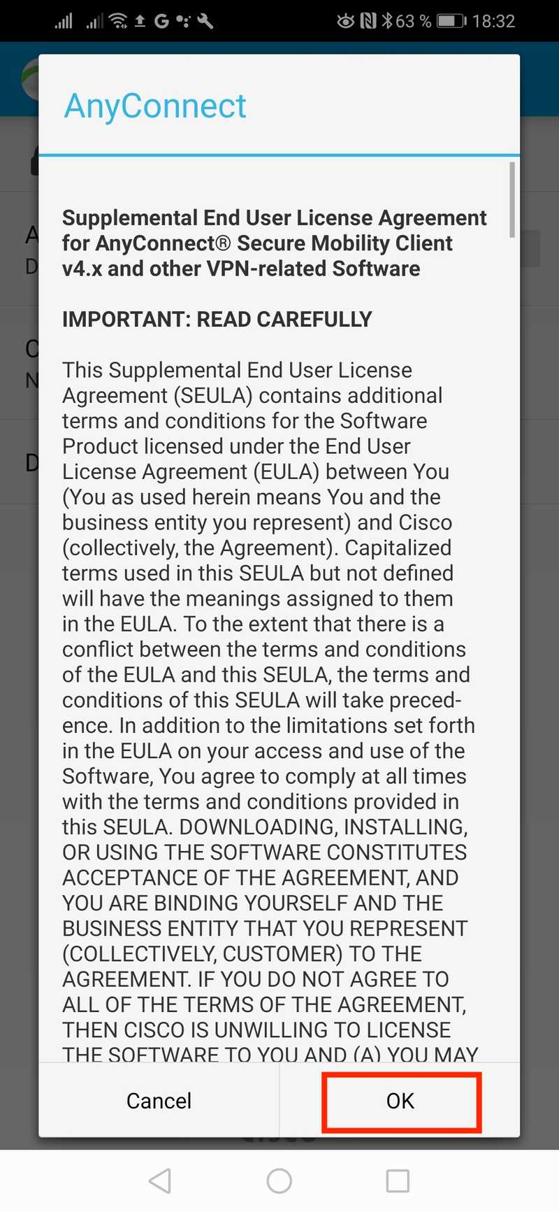 cisco anyconnect android step 2