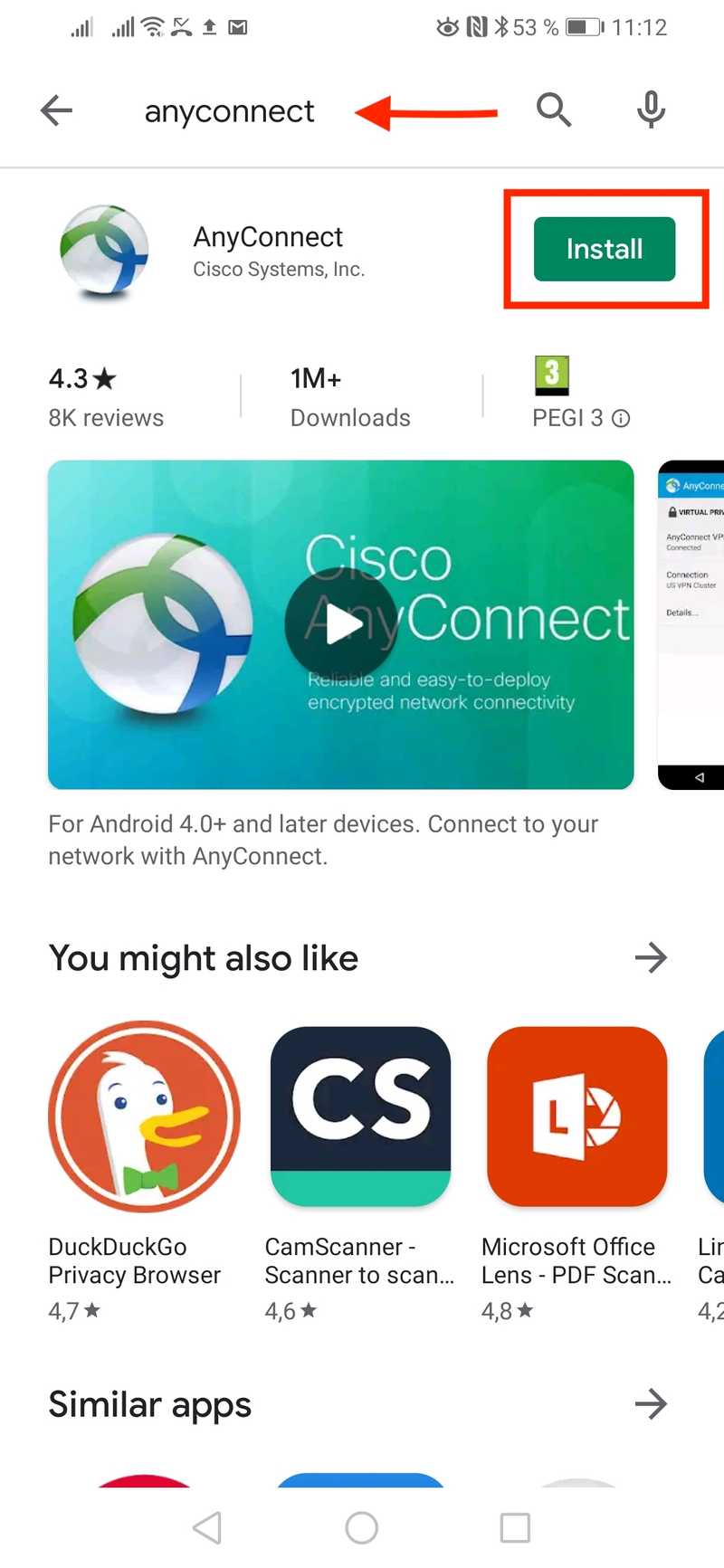 cisco anyconnect android step 1