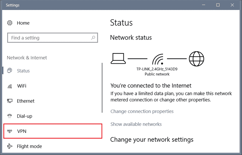 making vpn conection in windows